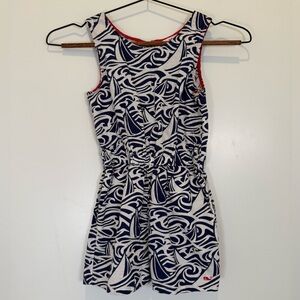 Vineyard Vines Toddler Girl Nautical Navy White Sailboat Patterned Romper